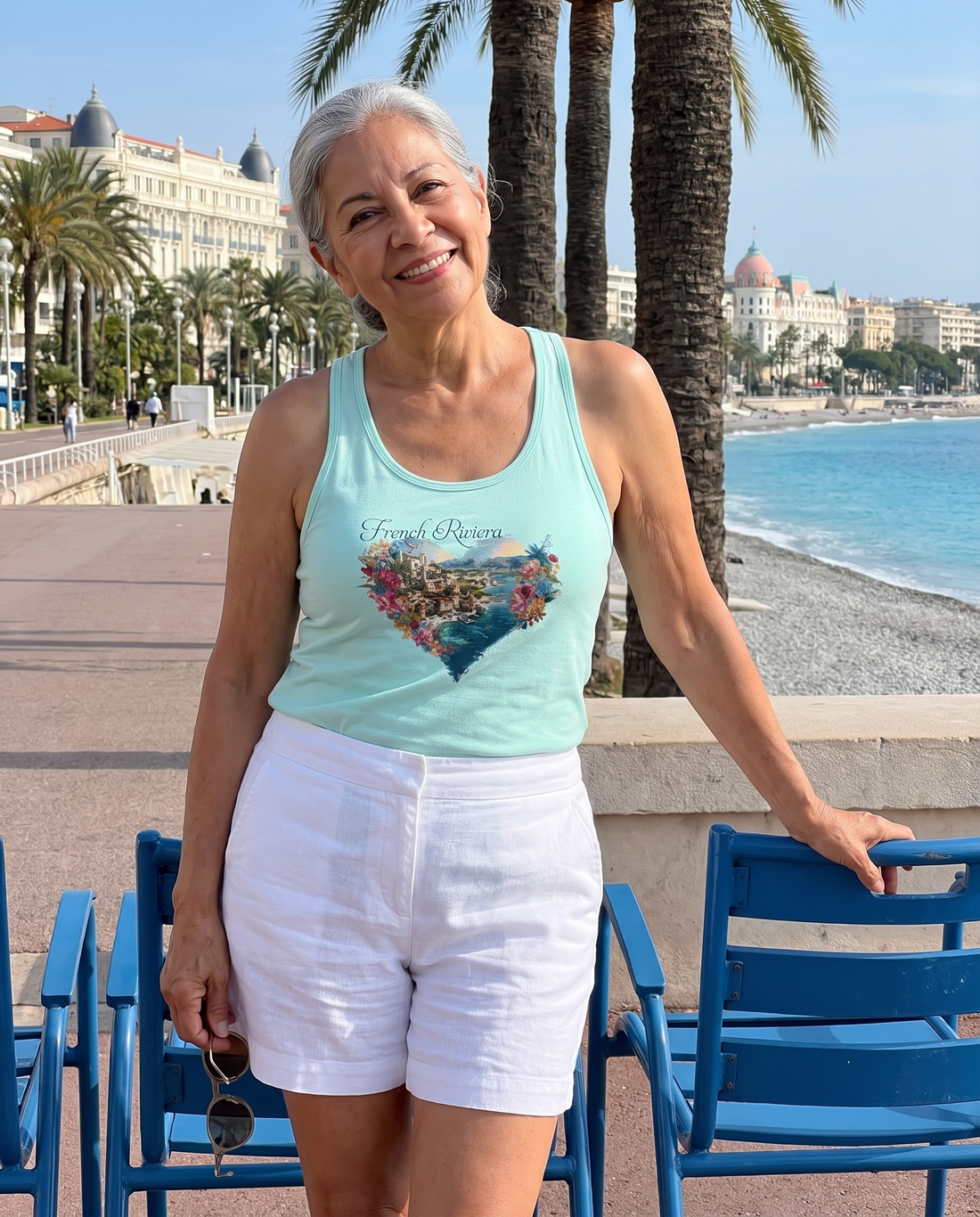 French Riviera Women’s fitted racerback tank top