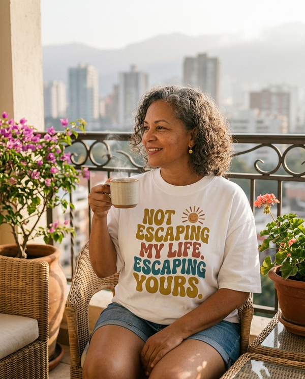 Not Escaping My Life. Escaping Yours. – Organic Oversized T-Shirt
