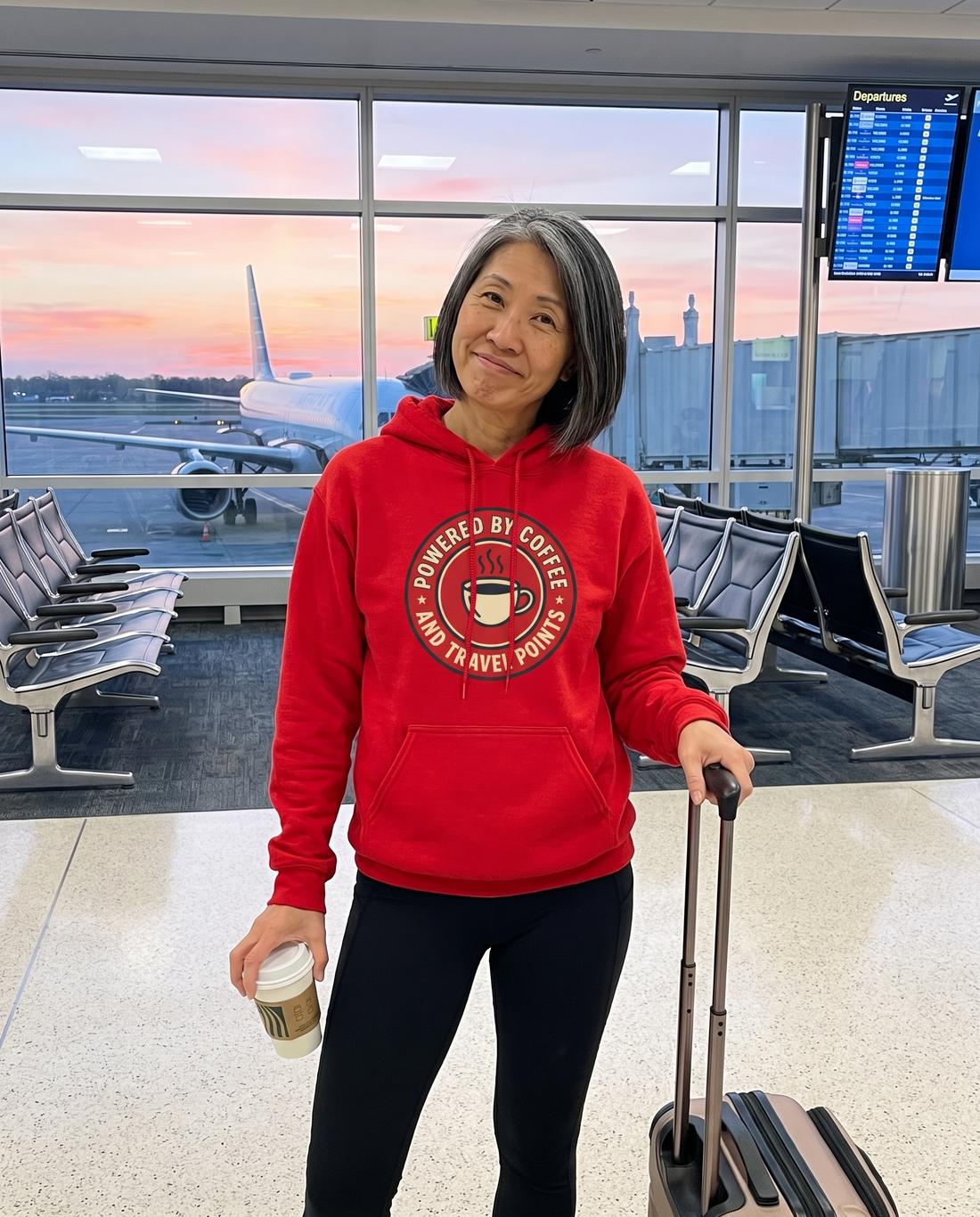 Powered By Coffee Red Badge Unisex Hoodie