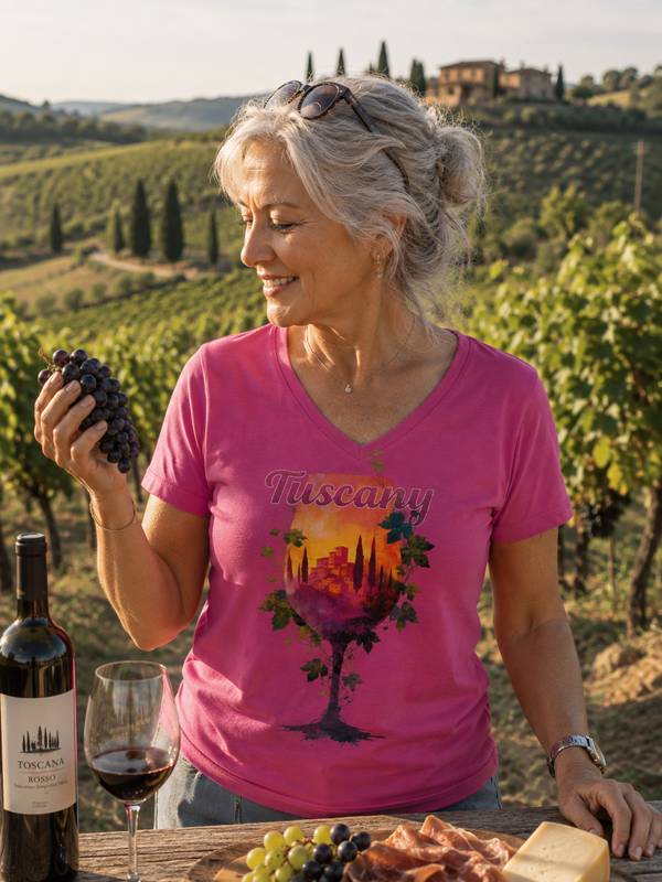 Tuscany Wine Glass Women’s relaxed v-neck t-shirt